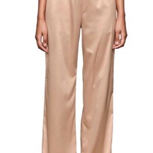 Skims shine satin lounge pants in pink sand size SMALL
